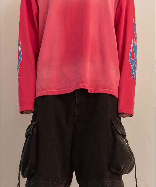 LIBERE(リベーレ)の「LIBERE リベーレ / FLAME LONG SLEEVE TEE ファイヤーパターンプリントビッグシルエットロンT / 251231-251232(Tシャツ/カットソー・メンズ・ブラック/ピンク・LARGE/MEDIUM/SMALL)」の10枚目の写真