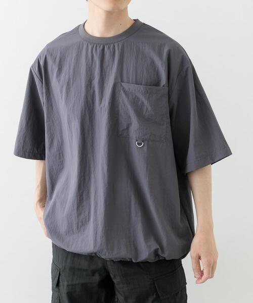 ITEMS URBANRESEARCH（アイテムズ アーバンリサーチ）の「『撥水/イージーケア/接触冷感/UVカット』タスランナイロンクルーネックドロストTシャツ（Tシャツ/カットソー・メンズ・ブラック/ネイビー/チャコールグレー・MEDIUM/LARGE）」の5枚目の写真