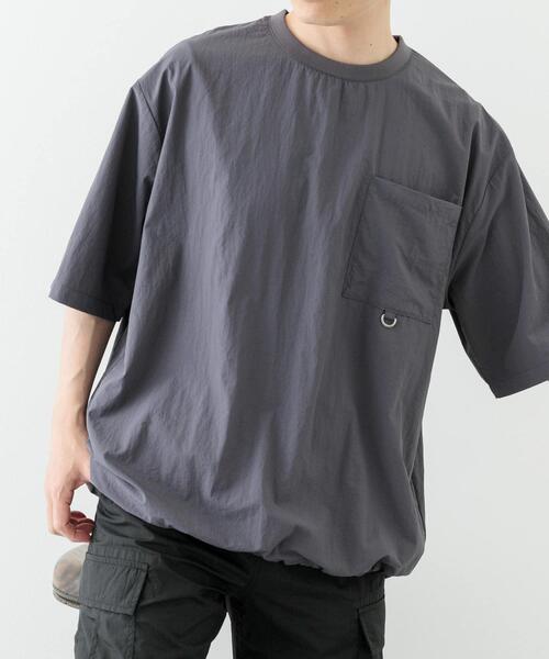 ITEMS URBANRESEARCH（アイテムズ アーバンリサーチ）の「『撥水/イージーケア/接触冷感/UVカット』タスランナイロンクルーネックドロストTシャツ（Tシャツ/カットソー・メンズ・ブラック/ネイビー/チャコールグレー・MEDIUM/LARGE）」の6枚目の写真