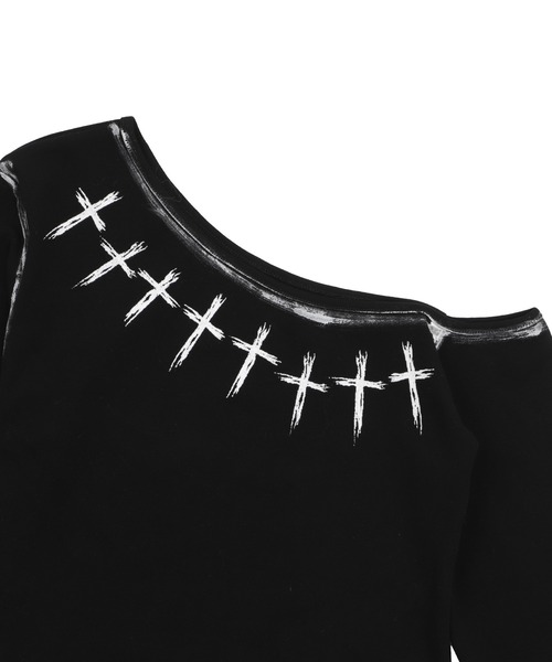 Figments（フィグメンツ）の「クロスペイントワンショルダー（Tシャツ/カットソー・レディース・ブラック・FREE）」の8枚目の写真