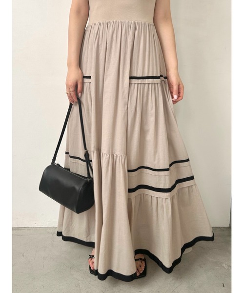 FRAY I.D（フレイアイディー）の「ニットコンビタックティアードワンピ／ウォッシャブル（ワンピース・レディース・その他/ターコイズブルー/ベージュ/ブラック・1/0）」の21枚目の写真