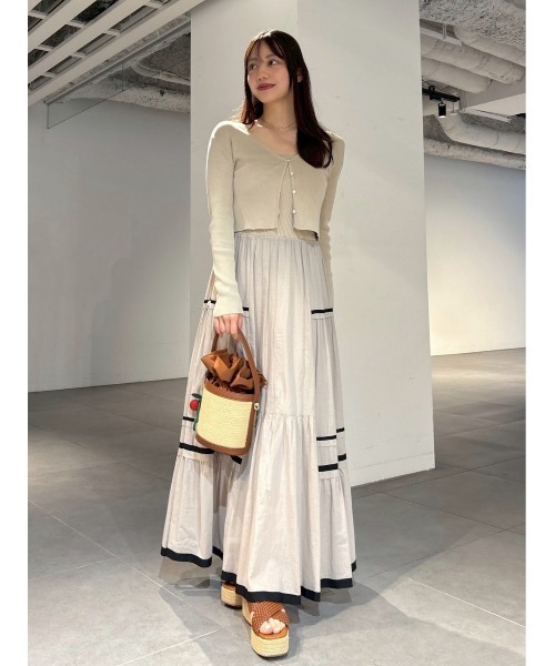 FRAY I.D ワンピース ニットコンビタックティアードワンピ