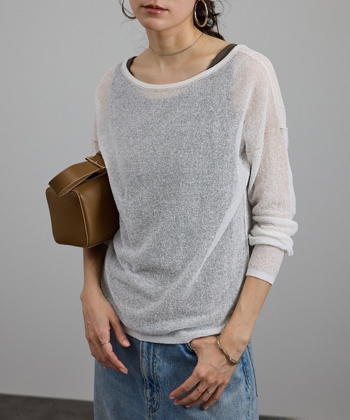 SALON adam et rope'（サロン アダム エ ロペ）の「シアークレープ2WAYカーディガン（カーディガン/ボレロ・レディース・ブラウン/オフホワイト・FREE）」の3枚目の写真