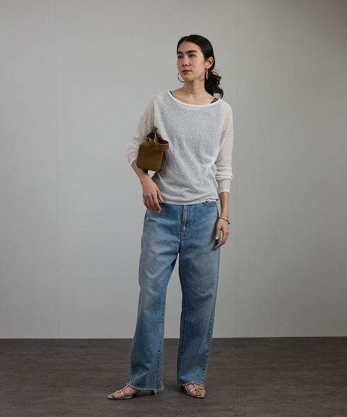 SALON adam et rope'（サロン アダム エ ロペ）の「シアークレープ2WAYカーディガン（カーディガン/ボレロ・レディース・ブラウン/オフホワイト・FREE）」の5枚目の写真