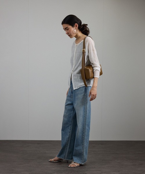 SALON adam et rope'（サロン アダム エ ロペ）の「シアークレープ2WAYカーディガン（カーディガン/ボレロ・レディース・ブラウン/オフホワイト・FREE）」の6枚目の写真