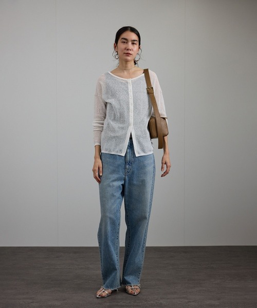 SALON adam et rope'（サロン アダム エ ロペ）の「シアークレープ2WAYカーディガン（カーディガン/ボレロ・レディース・ブラウン/オフホワイト・FREE）」の9枚目の写真