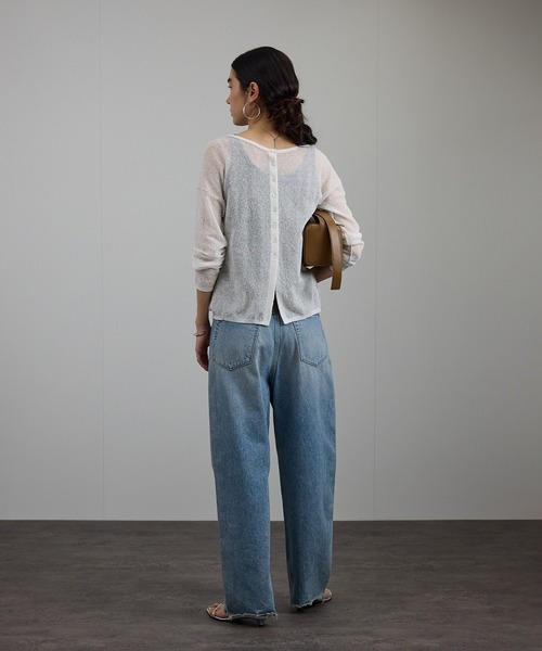 SALON adam et rope'（サロン アダム エ ロペ）の「シアークレープ2WAYカーディガン（カーディガン/ボレロ・レディース・ブラウン/オフホワイト・FREE）」の10枚目の写真