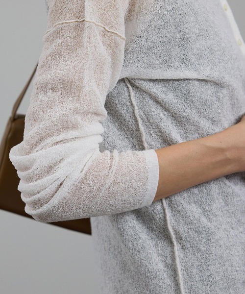 SALON adam et rope'（サロン アダム エ ロペ）の「シアークレープ2WAYカーディガン（カーディガン/ボレロ・レディース・ブラウン/オフホワイト・FREE）」の19枚目の写真