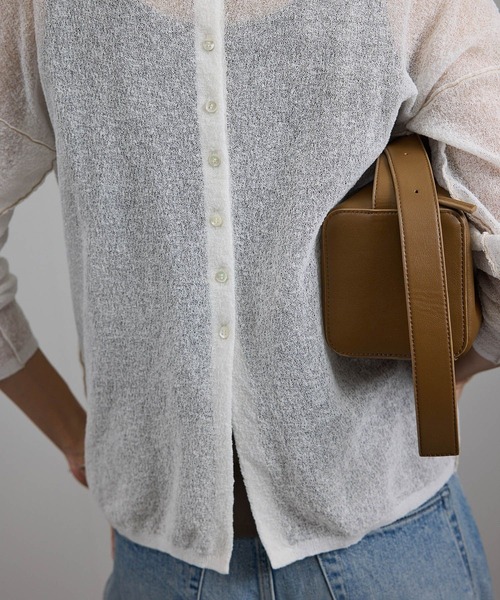 SALON adam et rope'（サロン アダム エ ロペ）の「シアークレープ2WAYカーディガン（カーディガン/ボレロ・レディース・ブラウン/オフホワイト・FREE）」の20枚目の写真