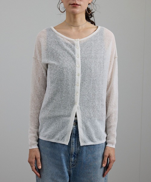 SALON adam et rope'（サロン アダム エ ロペ）の「シアークレープ2WAYカーディガン（カーディガン/ボレロ・レディース・ブラウン/オフホワイト・FREE）」の13枚目の写真