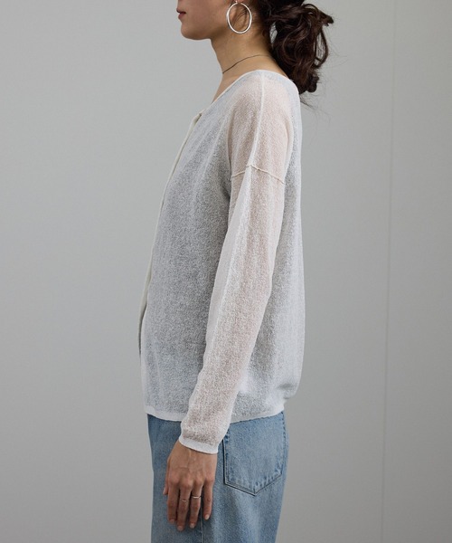 SALON adam et rope'（サロン アダム エ ロペ）の「シアークレープ2WAYカーディガン（カーディガン/ボレロ・レディース・ブラウン/オフホワイト・FREE）」の14枚目の写真