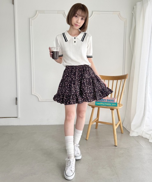 【新品】LAVANDA ティアードミニスカパン セール】小花柄ティアードミニスカパン（スカート）｜SOLLON