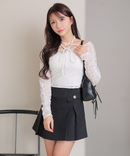 LIPSERVICE（リップサービス）の「ベアセットストラップオフショルレーストップス（Tシャツ/カットソー・レディース・ホワイト/ブラック・FREE）」の8枚目の写真