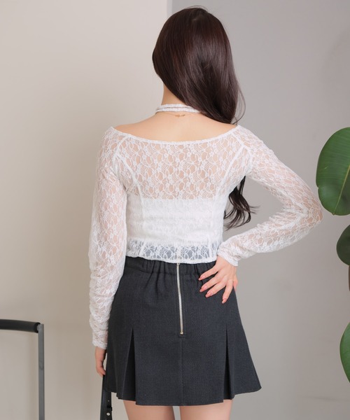 LIPSERVICE（リップサービス）の「ベアセットストラップオフショルレーストップス（Tシャツ/カットソー・レディース・ホワイト/ブラック・FREE）」の6枚目の写真