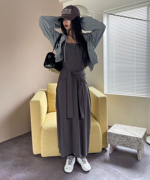 Apaiser lame ノースリーブ ケープスタイル ロングワンピース Apaiser lame ノースリーブ ケープスタイル ロングワンピース