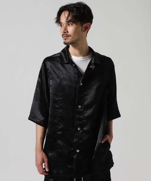 A.F ARTEFACT ロング シャツジャケット 1 黒 紙タグ付き 定価5万 セール】A.F ARTEFACT/エーエフ・アーティファクト/Satin Half