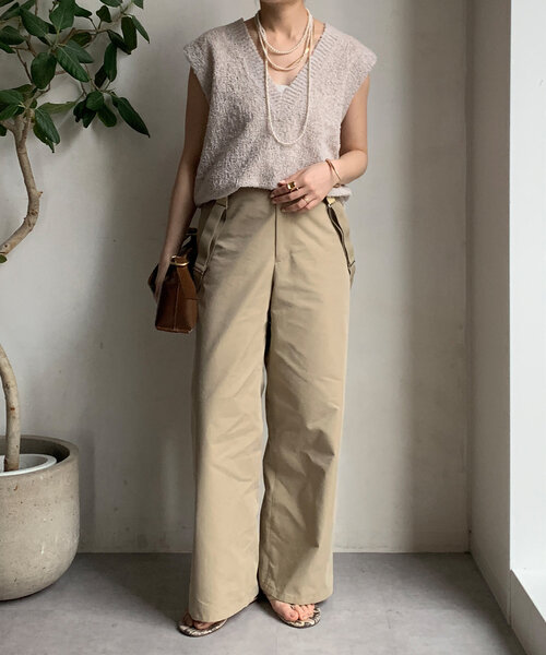 DouDou（ドゥドゥ）の「ニットツイード深Vベスト（ニット/セーター・レディース・ブラック/ライトベージュ・FREE）」の12枚目の写真