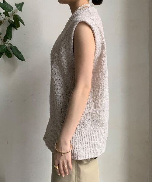 DouDou（ドゥドゥ）の「ニットツイード深Vベスト（ニット/セーター・レディース・ブラック/ライトベージュ・FREE）」の22枚目の写真