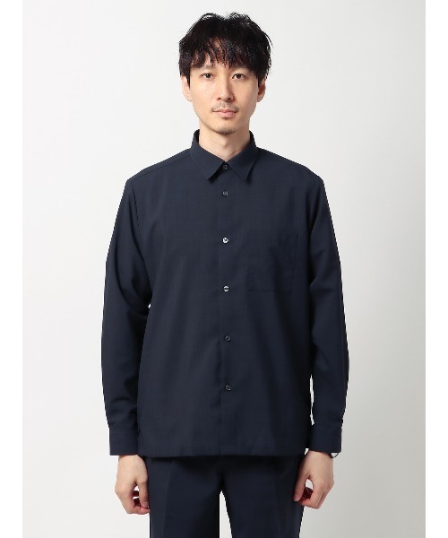 SUIT SQUARE(スーツスクエア)の「長袖レギュラーカラーシャツ ウォッシャブル ウールライクポリエステル 無地(シャツ/ブラウス・メンズ・ネイビー系/ブルー系/グレー系1/グレー系2・S/M/L)」の19枚目の写真