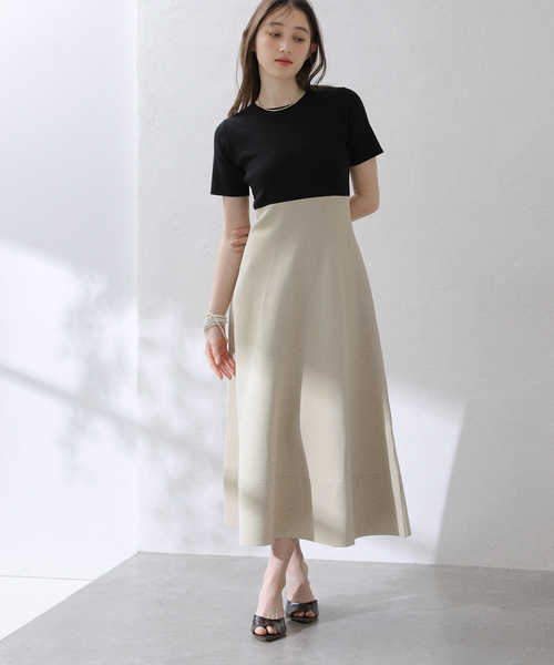 La TOTALITE（ラトータリテ）の「【洗える】ミラノリブニットワンピース（ワンピース・レディース・ブラック/ブラック系その他/ブルー・36/38）」の2枚目の写真