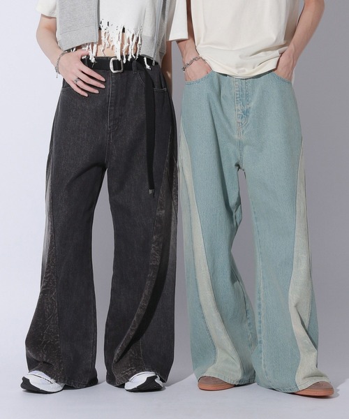 Anui(アニュイ)の「【UNISEX/3サイズ展開】カミナリブラストデニム(デニムパンツ・レディース・ブラック/ブルー・SMALL/LARGE/MEDIUM)」の3枚目の写真