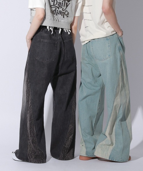Anui(アニュイ)の「【UNISEX/3サイズ展開】カミナリブラストデニム(デニムパンツ・レディース・ブラック/ブルー・SMALL/LARGE/MEDIUM)」の4枚目の写真