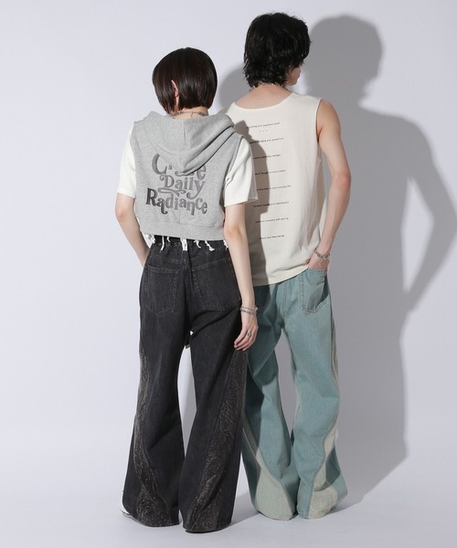 Anui(アニュイ)の「【UNISEX/3サイズ展開】カミナリブラストデニム(デニムパンツ・レディース・ブラック/ブルー・SMALL/LARGE/MEDIUM)」の6枚目の写真
