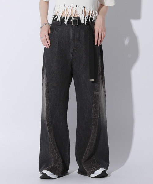 Anui(アニュイ)の「【UNISEX/3サイズ展開】カミナリブラストデニム(デニムパンツ・レディース・ブラック/ブルー・SMALL/LARGE/MEDIUM)」の9枚目の写真