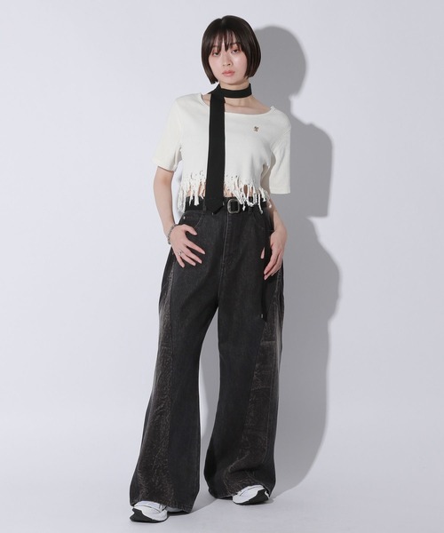 Anui(アニュイ)の「【UNISEX/3サイズ展開】カミナリブラストデニム(デニムパンツ・レディース・ブラック/ブルー・SMALL/LARGE/MEDIUM)」の10枚目の写真