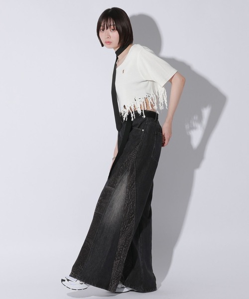 Anui(アニュイ)の「【UNISEX/3サイズ展開】カミナリブラストデニム(デニムパンツ・レディース・ブラック/ブルー・SMALL/LARGE/MEDIUM)」の11枚目の写真
