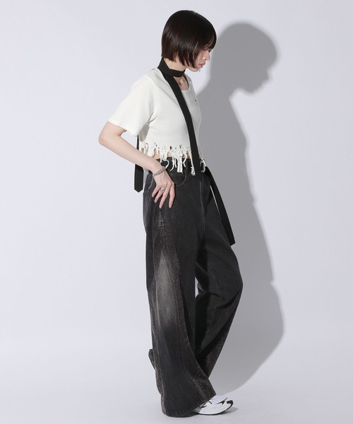Anui(アニュイ)の「【UNISEX/3サイズ展開】カミナリブラストデニム(デニムパンツ・レディース・ブラック/ブルー・SMALL/LARGE/MEDIUM)」の12枚目の写真