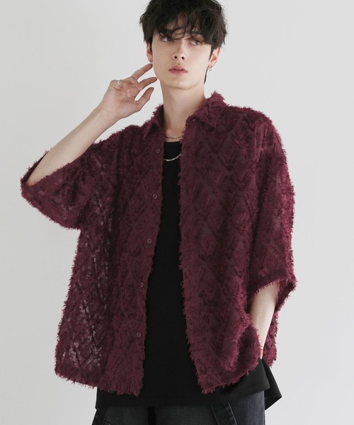LILL（リル）の「ルーズシルエットフリンジシアーハーフスリーブ