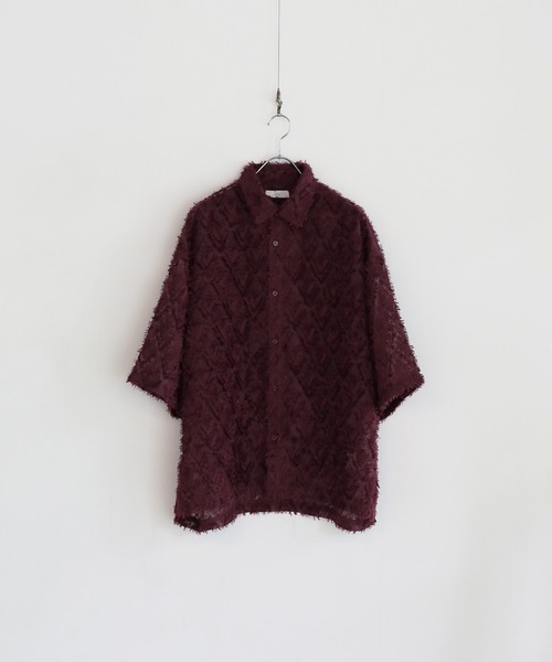 LILL ルーズシルエットフリンジシアーハーフスリーブシャツ 完売品 LILL シャツ ルーズシルエットフリンジシアーハーフスリーブ