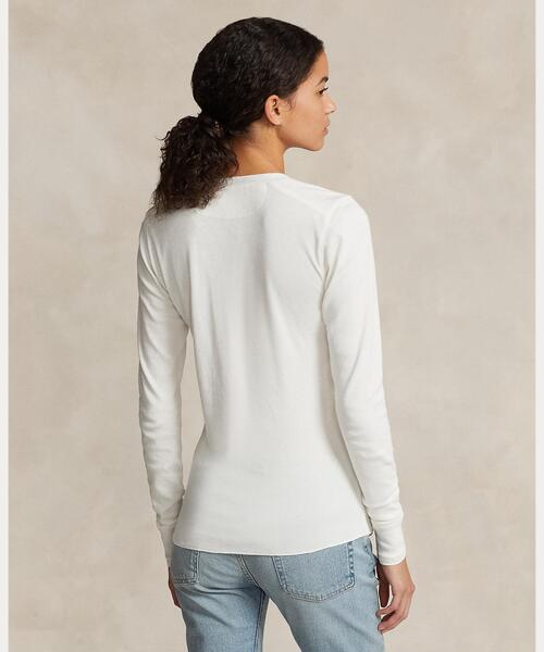 POLO RALPH LAUREN（ポロ ラルフ ローレン）の「コットン ヘンリーネック シャツ（Tシャツ/カットソー・レディース・ホワイト・L/M/S/XL/XS）」の5枚目の写真