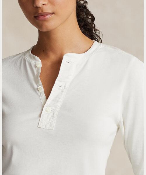 POLO RALPH LAUREN（ポロ ラルフ ローレン）の「コットン ヘンリーネック シャツ（Tシャツ/カットソー・レディース・ホワイト・L/M/S/XL/XS）」の4枚目の写真