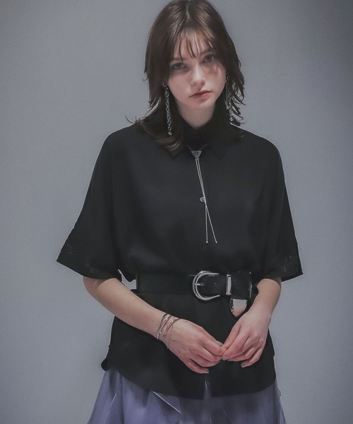 HARE（ハレ）の「レーザーカットビッグシャツ(HARE)（シャツ/ブラウス・レディース・ブラック/ブラウン・FREE）」の6枚目の写真