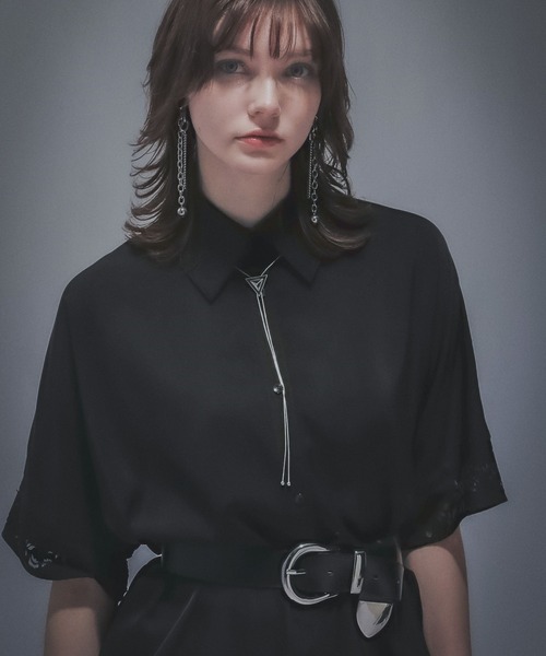 HARE（ハレ）の「レーザーカットビッグシャツ(HARE)（シャツ/ブラウス・レディース・ブラック/ブラウン・FREE）」の7枚目の写真