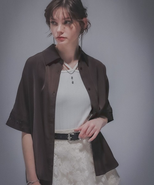 HARE（ハレ）の「レーザーカットビッグシャツ(HARE)（シャツ/ブラウス・レディース・ブラック/ブラウン・FREE）」の11枚目の写真