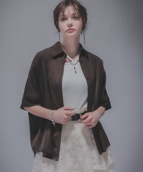 HARE（ハレ）の「レーザーカットビッグシャツ(HARE)（シャツ/ブラウス・レディース・ブラック/ブラウン・FREE）」の14枚目の写真