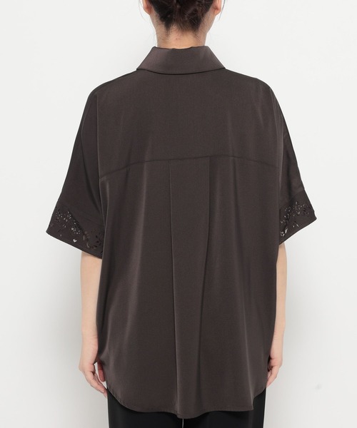HARE 半袖 レザーカットシャツ チャコールグレー セール】レーザーカットビッグシャツ(HARE)（シャツ/ブラウス