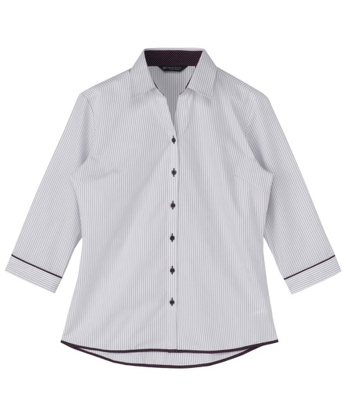 TOKYO SHIRTS(トウキョウシャツ)の「【透け防止】 形態安定ノーアイロン スキッパー 7分袖ビジネスワイシャツ(ビジネスシャツ・レディース・パープル・S/M/L/LL/XL)」の1枚目の写真
