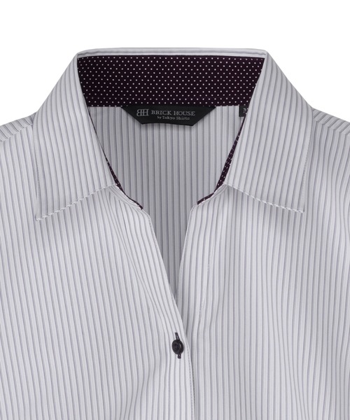 TOKYO SHIRTS(トウキョウシャツ)の「【透け防止】 形態安定ノーアイロン スキッパー 7分袖ビジネスワイシャツ(ビジネスシャツ・レディース・パープル・S/M/L/LL/XL)」の4枚目の写真