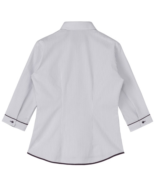 TOKYO SHIRTS(トウキョウシャツ)の「【透け防止】 形態安定ノーアイロン スキッパー 7分袖ビジネスワイシャツ(ビジネスシャツ・レディース・パープル・S/M/L/LL/XL)」の5枚目の写真