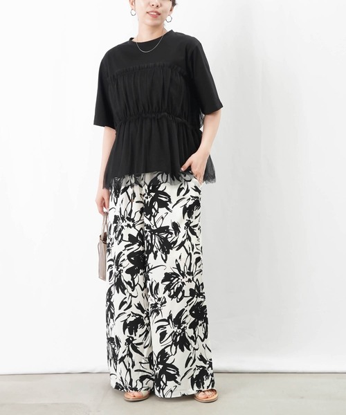 LUCA/LADY LUCK LUCA（ルカ/レディラックルカ）の「LC/LLL プリントイージーパンツ（その他パンツ・レディース・オフホワイト/ブラック/グリーン・FREE）」の4枚目の写真