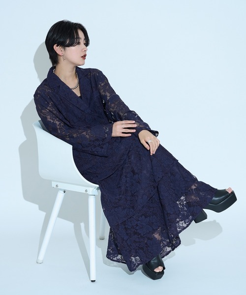 Ellno de Mavie(エルノデメヴィ)の「ラッフルレーススカート / SETUP対応(スカート・レディース・ブラック/ネイビー・FREE)」の22枚目の写真