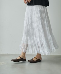 しわプリーツフリルティアードスカート