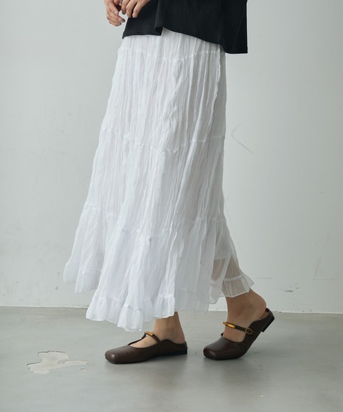 セール】しわプリーツフリルティアードスカート（スカート）｜Lunea