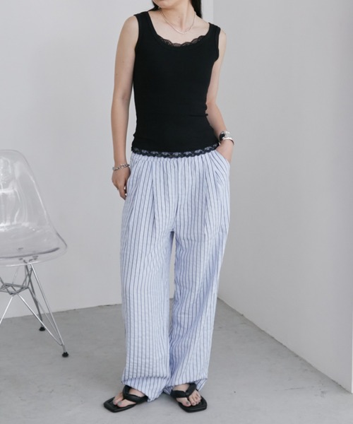 Aunt Marie's(アントマリーズ)の「サッカーストライプイージーパンツ(その他パンツ・レディース・ブラック/ブルー・MEDIUM/LARGE)」の17枚目の写真