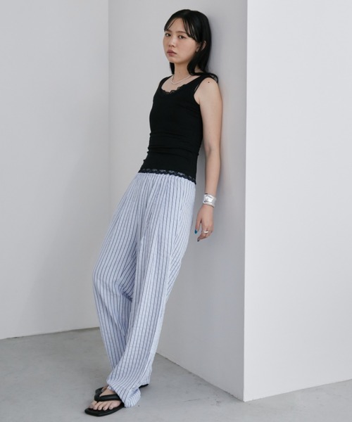 Aunt Marie's(アントマリーズ)の「サッカーストライプイージーパンツ(その他パンツ・レディース・ブラック/ブルー・MEDIUM/LARGE)」の20枚目の写真