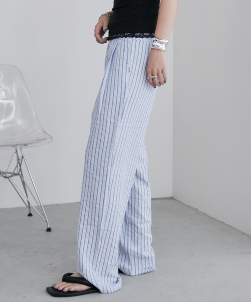 Aunt Marie's(アントマリーズ)の「サッカーストライプイージーパンツ(その他パンツ・レディース・ブラック/ブルー・MEDIUM/LARGE)」の13枚目の写真